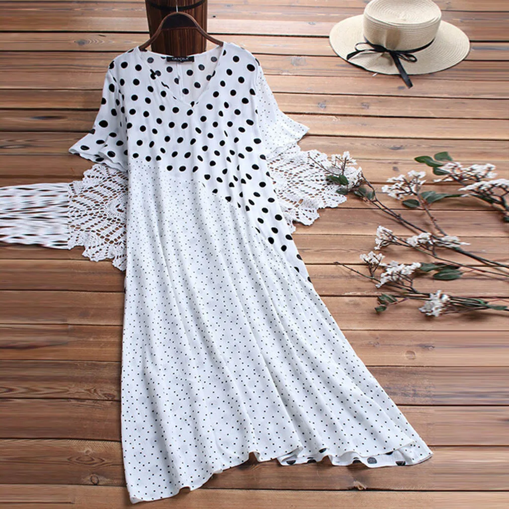 Plus Size Summer Maxi Dress 2019 Women Polka Dot Print Long Dress Party Dresses Woman Party Night Elegant Dress