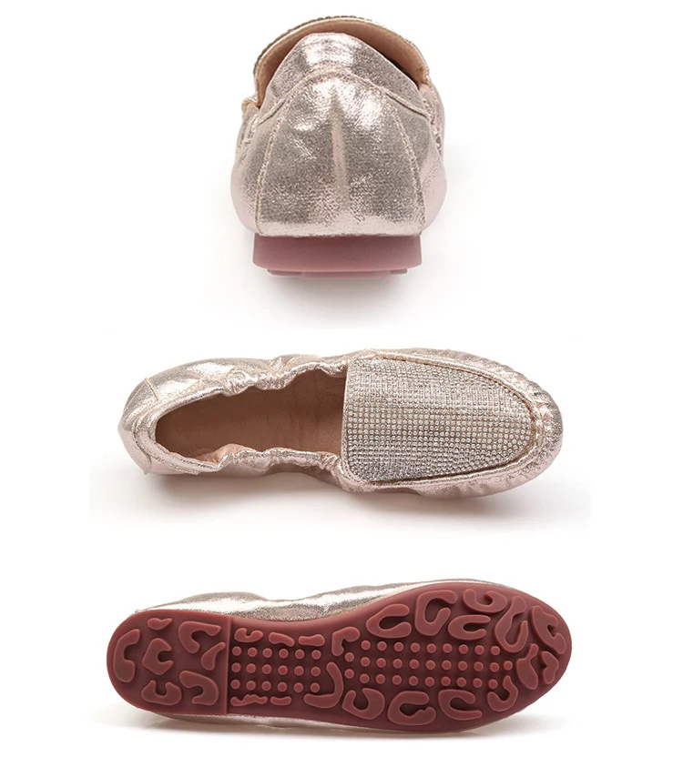 HEE GRAND/ г., летние золотистые Мокасины, обувь на плоской подошве из спилка женские мокасины без шнуровки с блестящими кристаллами, мягкая женская обувь, XWD6705