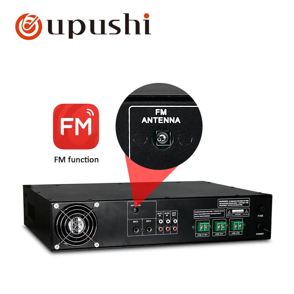 Oupushi 120W Bluetooth Pa amplifier 2 zone audio amp support remote control USB SD card FM for public address system