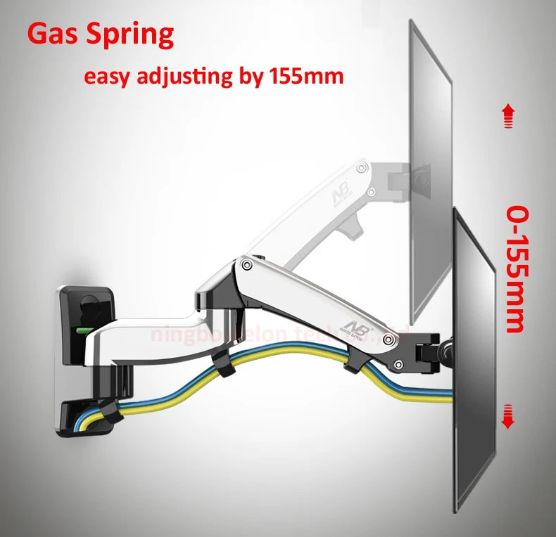 Suporte de Montagem Monitor de Suporte de Parede Mola a Gás de Alumínio nb F150 2 7 kg 75x75 100x100 360 Graus tv Braço Dual Lcd 17 27 Suporte - Image 4