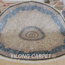 Yilong 10'x10' персидский ковер изысканный бежевый медальон ручной работы турецкий круглый Шелковый ковер(0360