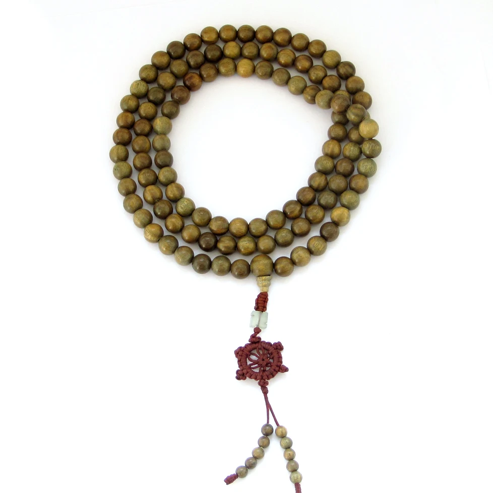 Natural green sandalwood beads necklace 10mm 108 beads Buddhist meditation prayer malas fragrant verawood for man men necklace