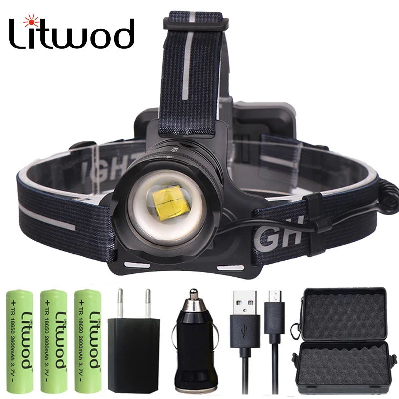 Litwod Z4022808 50000lm Xlamp xhp70.2 светодиодный налобный фонарь мощный xhp50 светодиодный головной фонарь 18650 фонарик