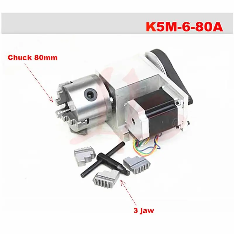 3 4 челюсти патрон полый вал 4th оси K5M-6-80 оси вращения для ЧПУ