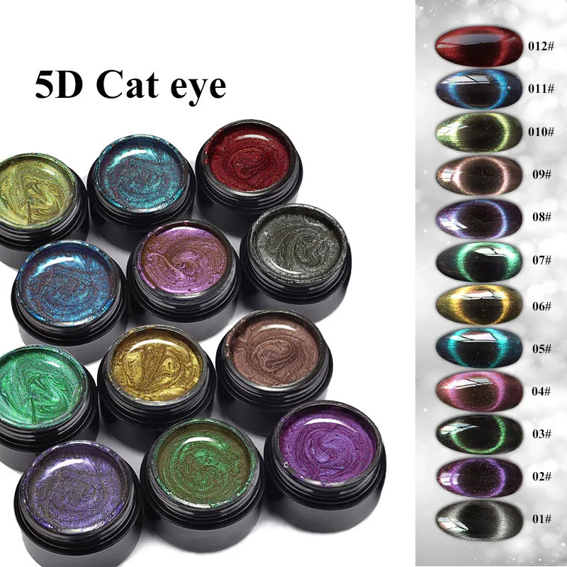 

8ml 5DCat Eye Magnet Gel Polish 12colors Easy to operate UV Magnetic Magic Effect Led Nail Gel Varnish Soak Off UV Gel Nail Glue