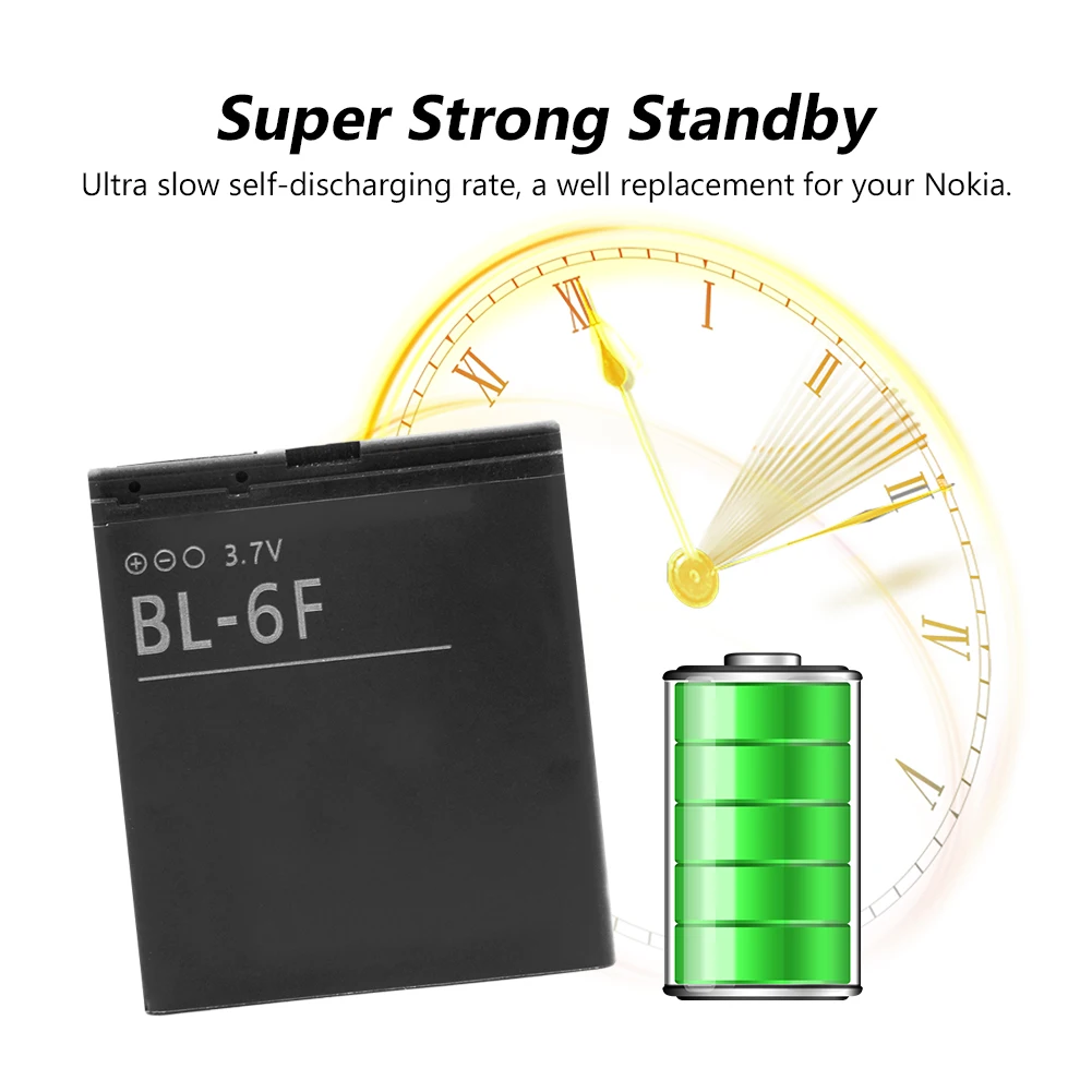 YCDC 3 7 V 1200mAh Оригинальная литиевая батарея перезаряжаемая v bl6f BL 6F для Nokia N78 N79 N95(8G)