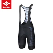 Santic Pro Team Racing, мужские шорты на лямках, дышащие, противоударные, для горного велосипеда, плотные шорты, Триатлон, Спортивное нижнее белье, шорты на лямках