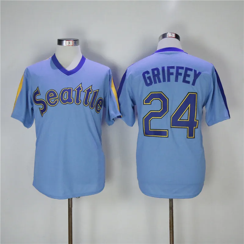 

Mens Retro Ken Griffey Jr Stitched Name&Number Throwback Baseball Jersey Size M-3XL