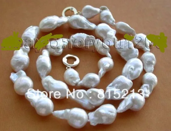 

ddh001786 Genuine Natural 22mm White Reborn Keshi Pearl Necklace 14k