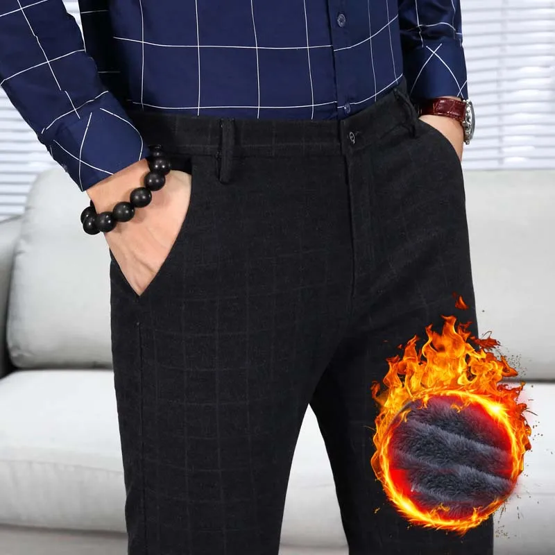 Мужские Зимние флисовые брюки корейские повседневные брюки тонкие теплые брюки для мужчин черные серые брюки