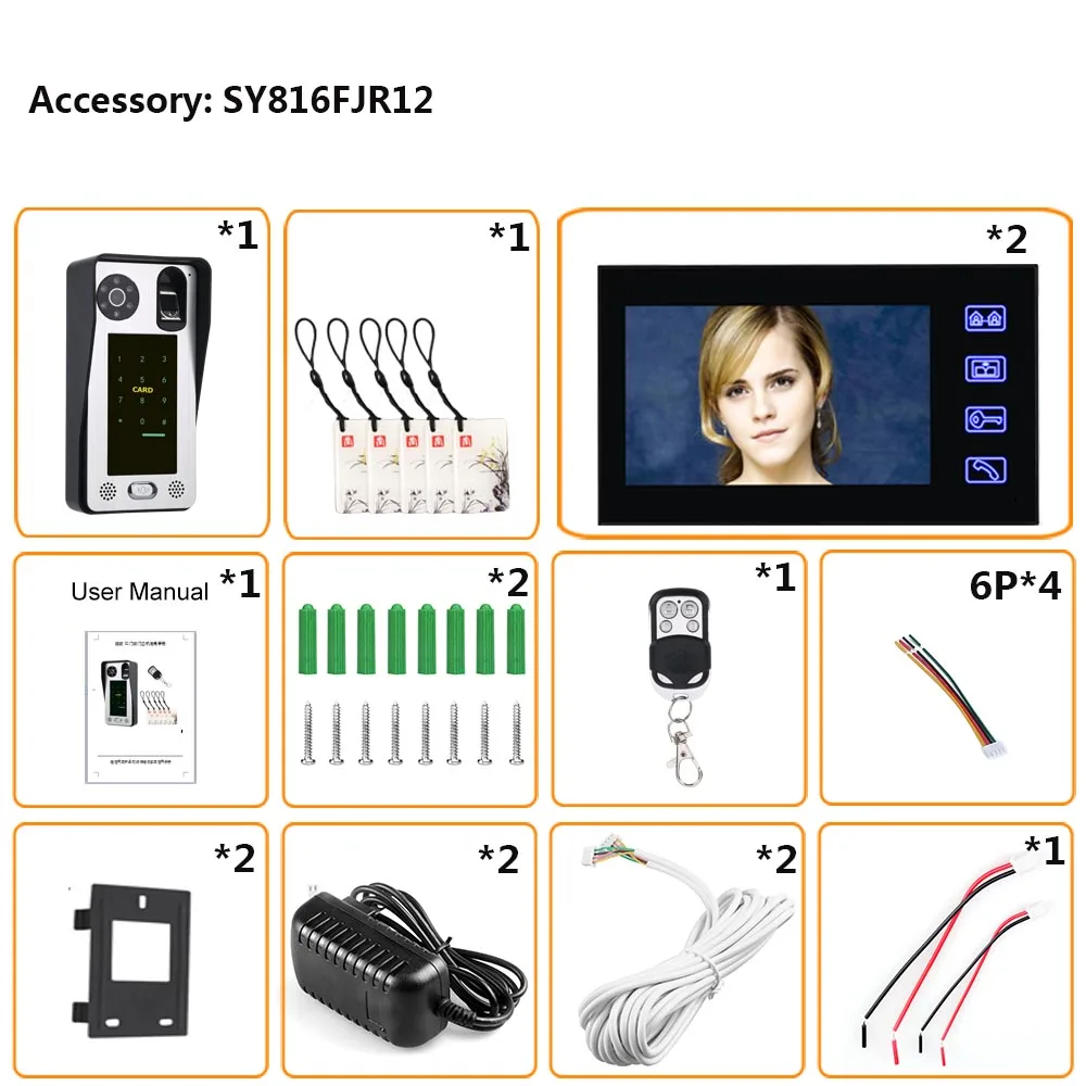 MAOTEWANG 7 дюймов отпечатков пальцев IC карты телефон видео домофон дверные звонки с двери Система контроля доступа ночное видение