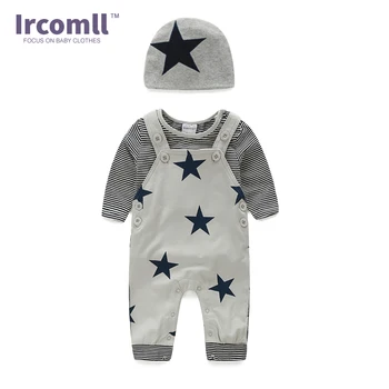 

Spring Newborn Baby Boy Girl Clothes Cotton 3 Piece Romper Clothes Fashion Stripe Stars Vest Romper