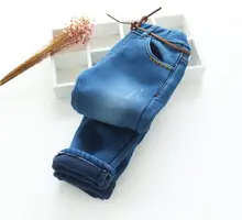 Nouveau Bébé Filles Hiver Wam Denim Jeans Filles Épais Hiver Jeans Enfants Occasionnels Pantalon Enfant Chaud Long Pantalon