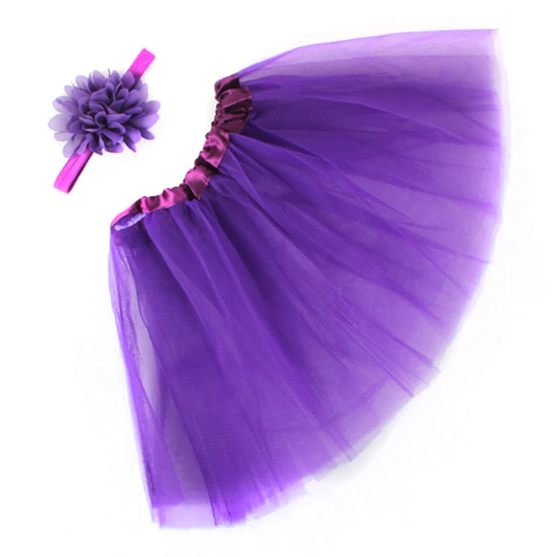 1 комплект; Милая юбка-пачка для девочек; повязка на голову; Комплект для новорожденных; реквизит для фотосессии; детский студийный наряд для фотосессии; повязка для волос; аксессуары - Цвет: purple