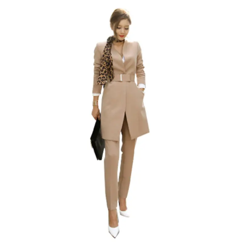 2019 Business Ladies women two piece outfits Formal OL style Elegant Skinny Long Blazer Pants Two Pieces Sets 125