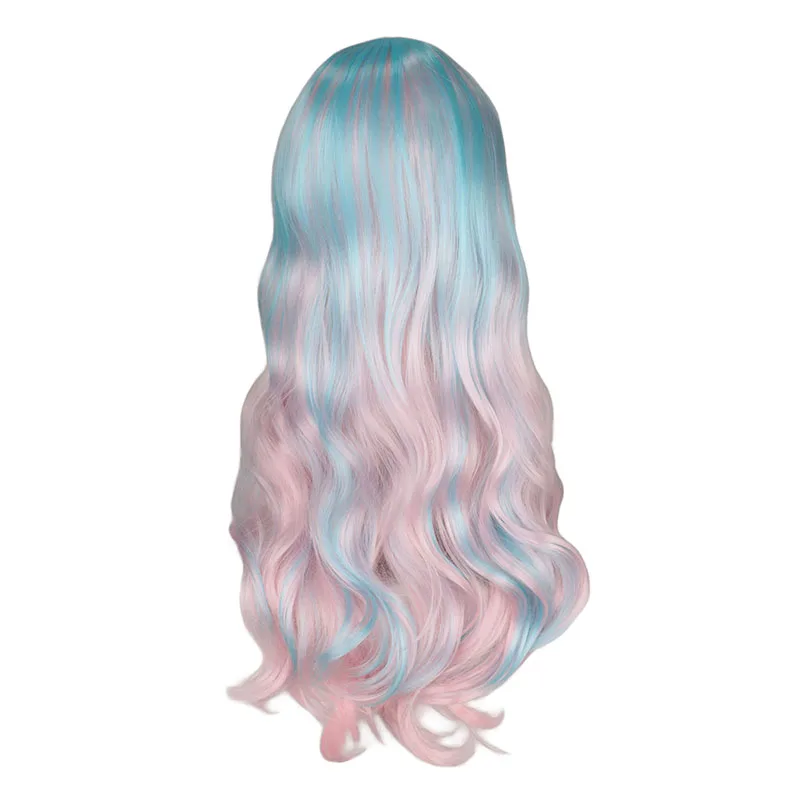 Qqxcaiw arco-íris colorido sintético longo encaracolado peruca