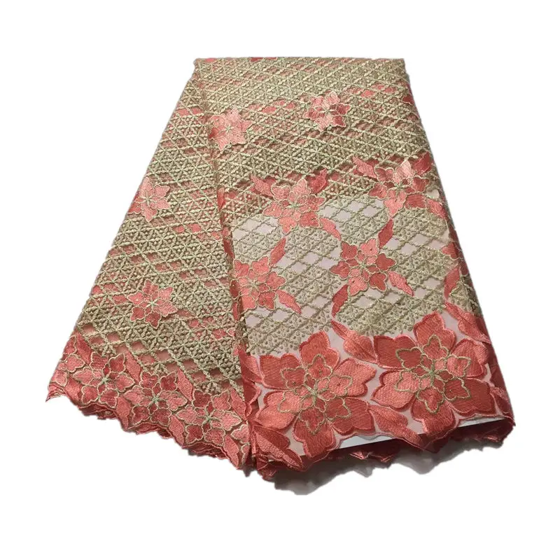 

African style heavy quality French tulle lace net embroidery mesh lace fabric-DE