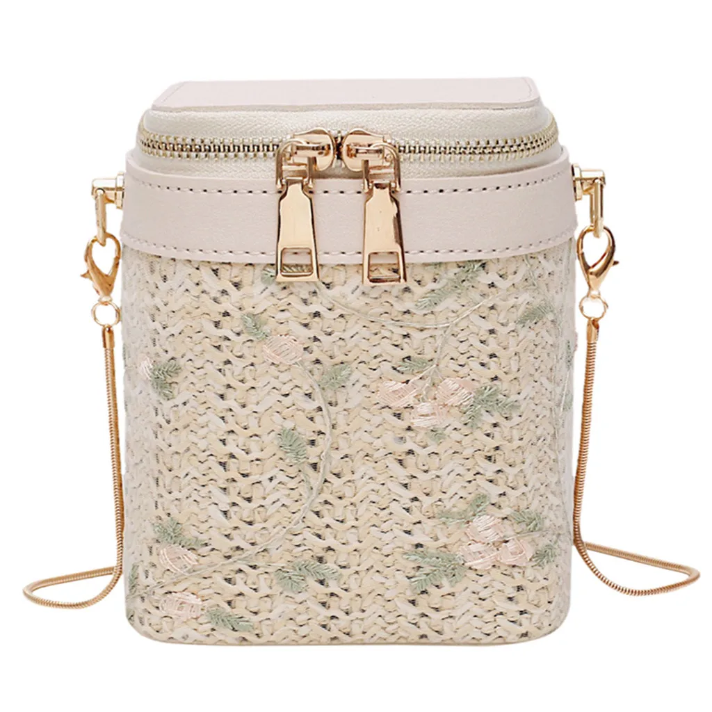 

Beach Bags For Women 2019 Ladies Vintage Beach Lace Embroid Straw Bucket Bag Burlap Square Bag Crossbody Messenger Bag