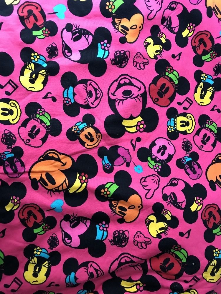 

50*180cm Thicker Halloween Mickey Minnie Sewing terry cotton fabric printed boy clothing making fabric DIY fabric