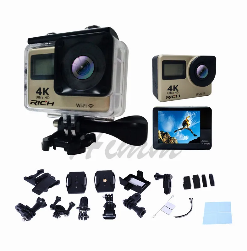 5 шт./лот t350 Спорт Камера 4 К 2.0 дюймов Wi-Fi 4 К 30fps 16mp H.264 30 м Водонепроницаемый 170 wide объектив Действие DV Спорт Камера