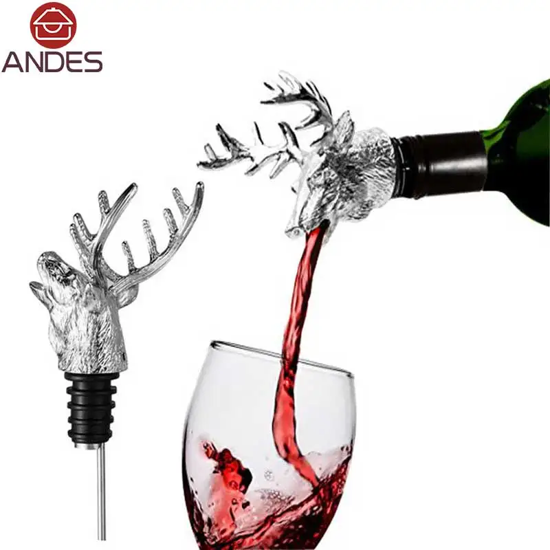 Stainless Steel Deer Stag Head Wine Pourer Unique Wine Bottle Stoppers