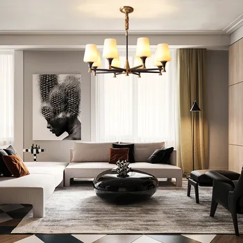 

Luminaria LED Copper Pendant Light Glass Lampshade European Modern Living Room Bedroom Restaurant Home Decor Lighting Fixtures