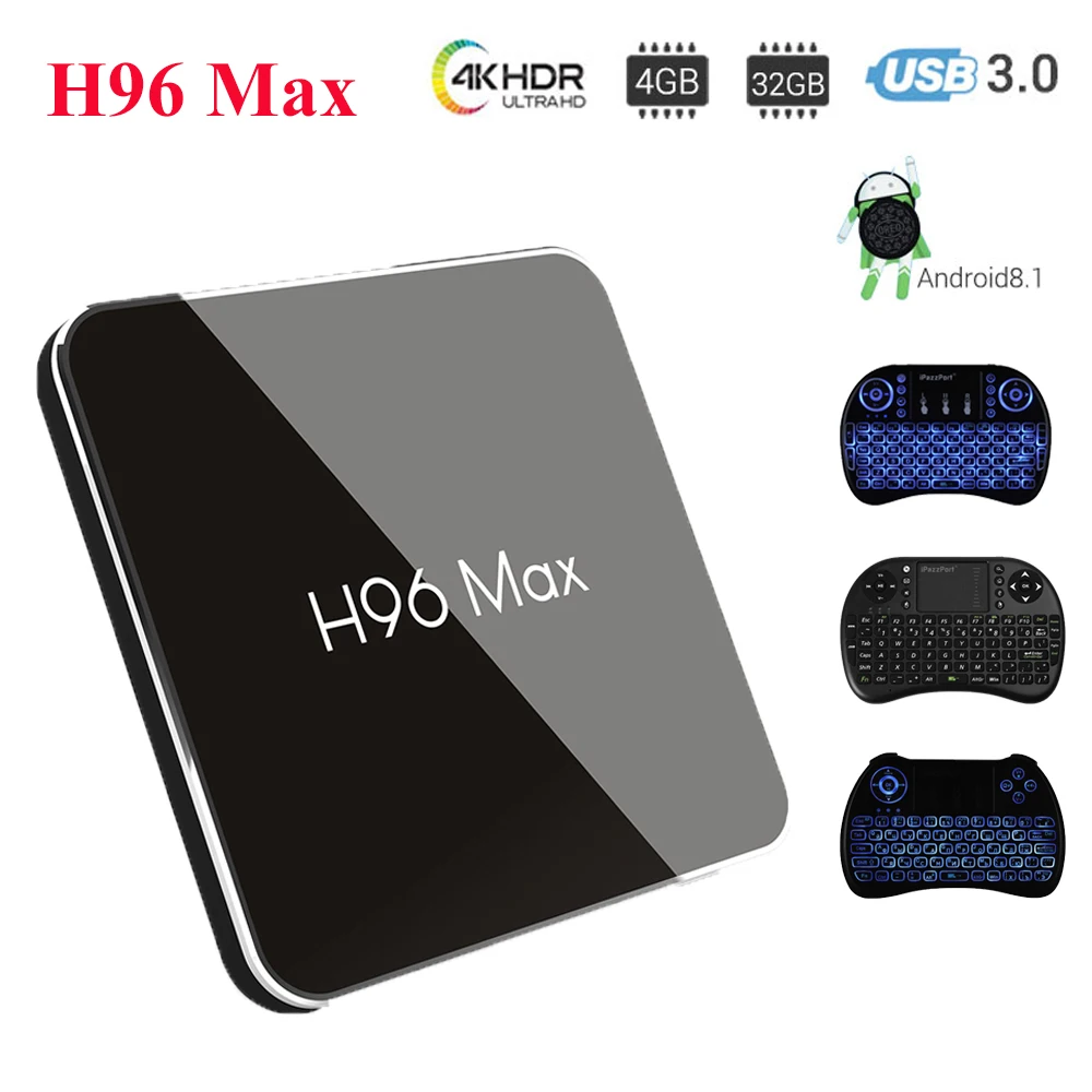 H96 Max X2 Android 8 1 ТВ приставка S905X2 Четырехъядерный 4 Гб DDR4 32 64 телеприставка 1080P 4K 2 4G 5G