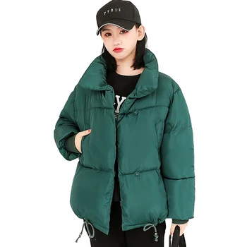 

Stand Collar 2019 New Fashion Winter Jacket Women Cotton Padded Warm Thicken Womens Coat Outwear Short Veste Femme