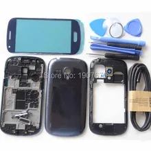 Blue Full Housing Case Screen Glass Cover Tool For Samsung Galaxy S3 mini I8190 Middle Plate
