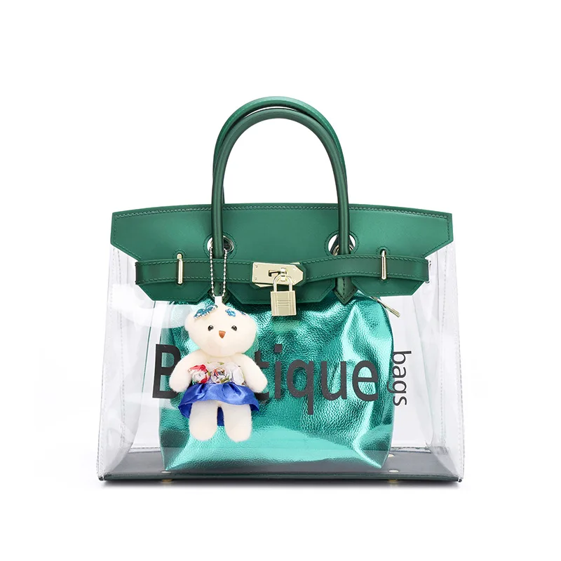 

2019 new fashion transparent printed mother bag cute shoulder slung handbag