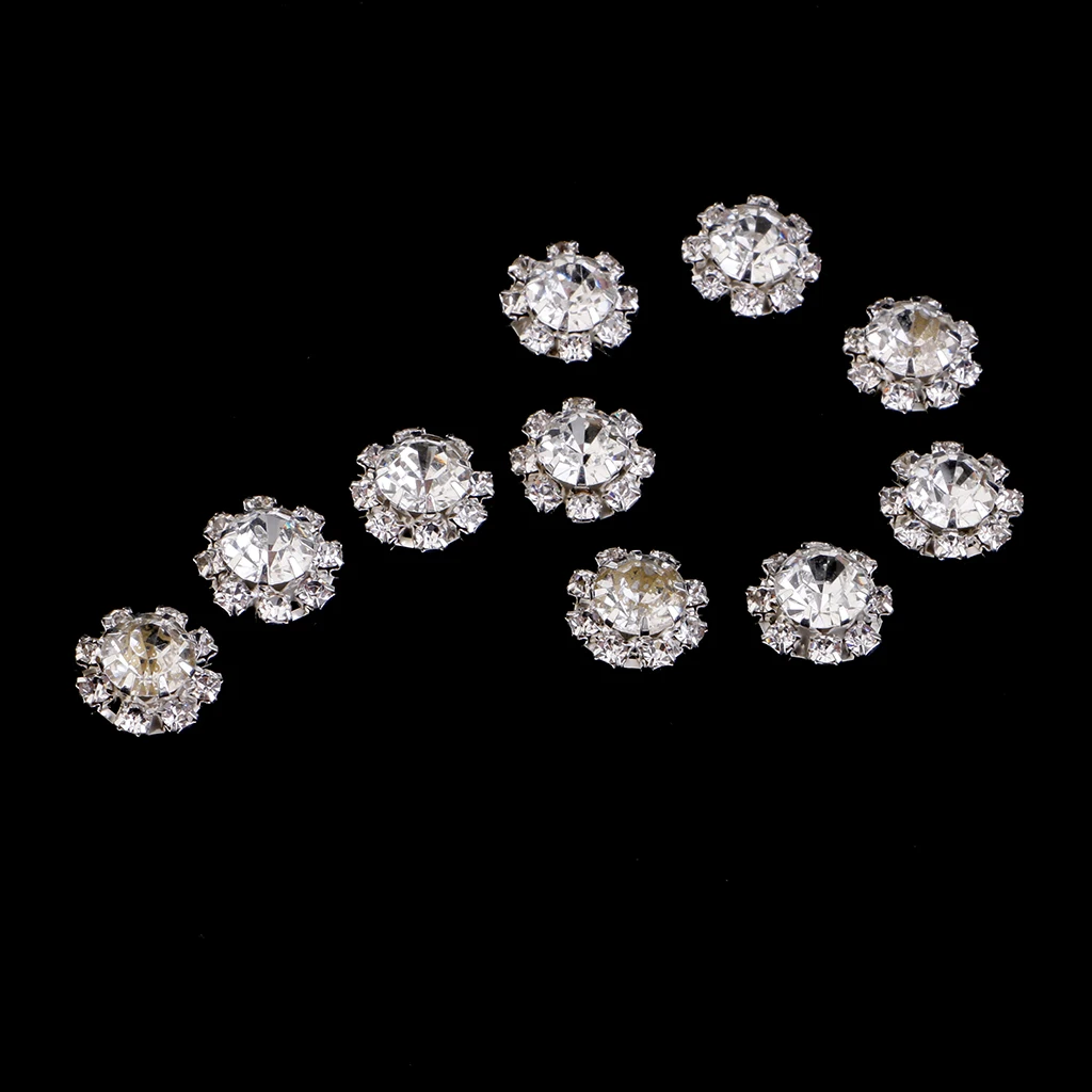 Phenovo 10pcs Flower Shape Acrylic Rhinestone Buttons Jewerly Making Findings 12mm