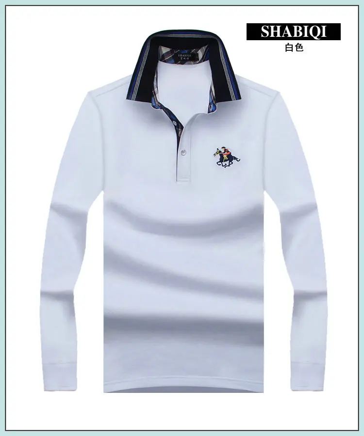 Новая модная мужская рубашка поло с длинным рукавом, Весенняя приталенная Мужская рубашка, брендовая мужская рубашка поло, большие размеры 7XL 8XL 9XL 10XL - Цвет: Белый