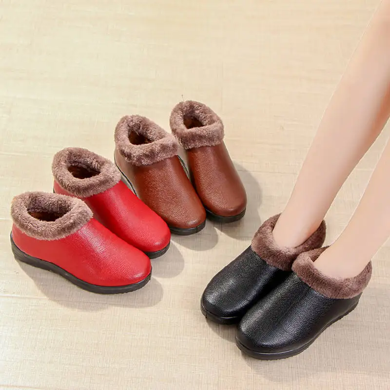 

2018 New women Winter Shoes Solid Color Snow Boots Plush Inside Antiskid Bottom Keep Warm Waterproof Ski Boots Size 35-41