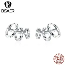 BISAER панк 925 пробы серебряные серьги скрученные серебряные геометрические круглые серьги для женщин модные серебряные ювелирные изделия EFE085