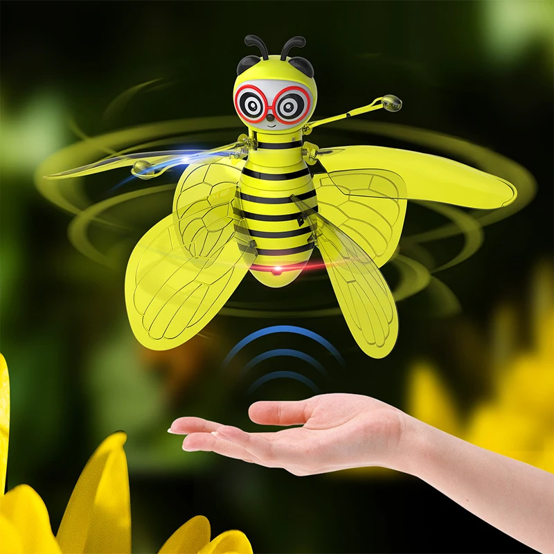

10cm Mini Flying Bee RC drone With wings Hand Sensing Induction Helicopter Electronic Model Quadcopter drohne Toys For Children