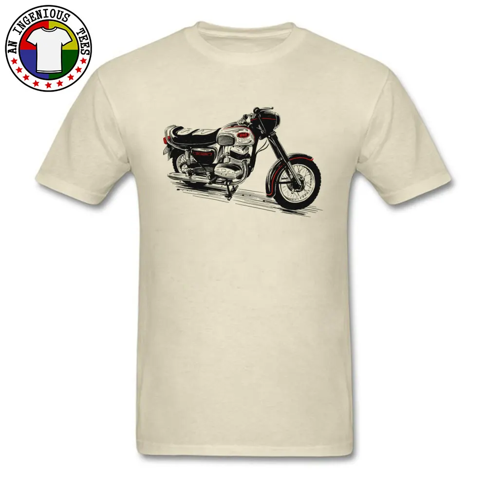 Unique Classic Motorcycle Short Sleeve Summer Autumn Tops Shirt New Arrival Crewneck Cotton Fabric T Shirt Student T Shirt Classic Motorcycle beige