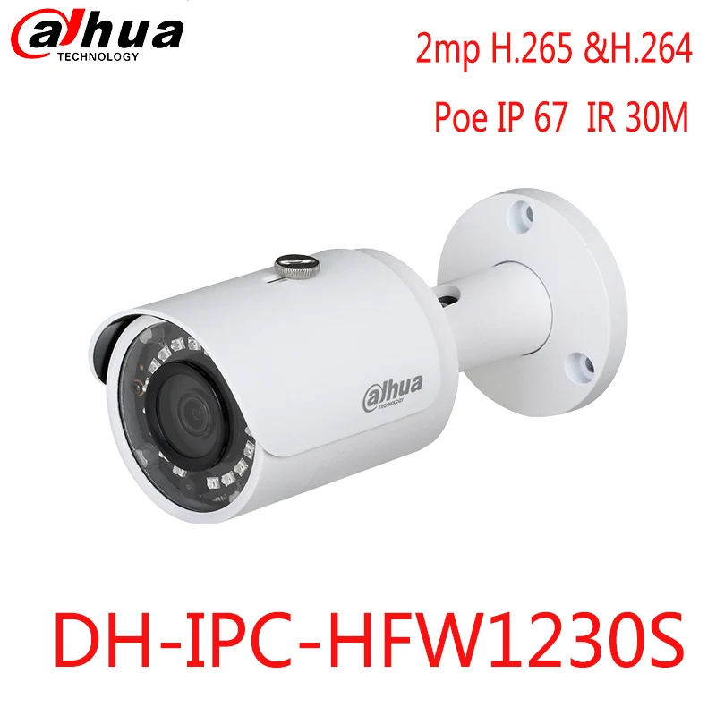 

dahua IP camera 1080 IPC-HFW1230S H.265&H.264 work with recorder waterproof IP67, PoE Max IR 30m Mini-Bullet Network Camera
