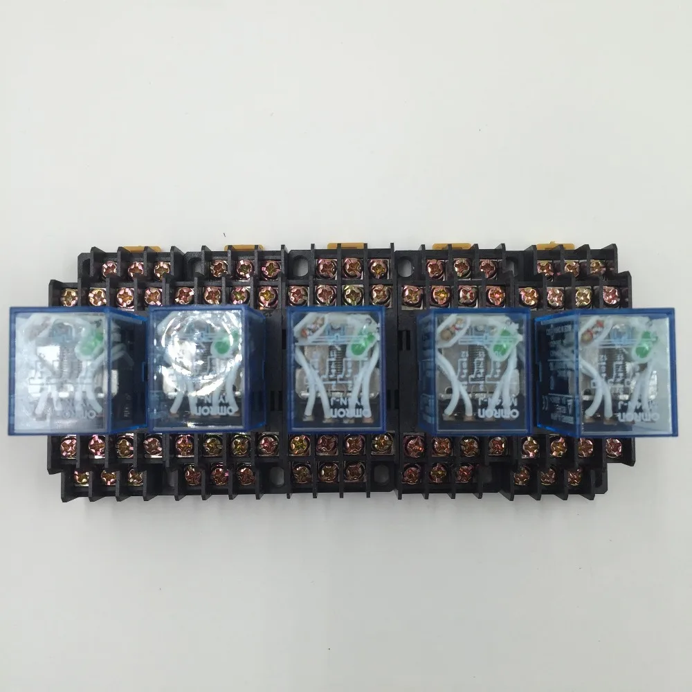 5pcs relay my4nj dc24v small relay 5a 14pin coil dpdt with socket base