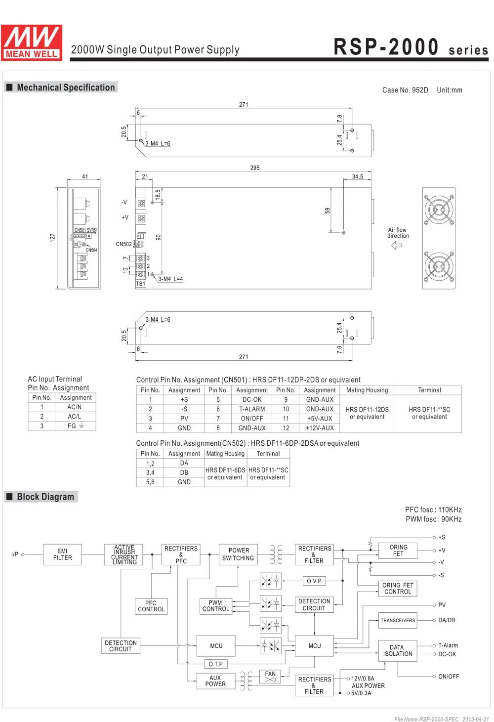 Значит rsp-2000-12 Meanwell 1200 Вт один Выход с PFC Функция Питание rsp-2000