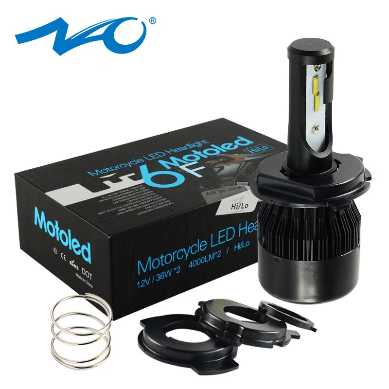 

H4 led Motorcycle headlight HS1 led H4 ba20d 36W 4000LM Flip chip Head lamp White 6500k H4 led bulb Motorbike Head lights h4 NAO