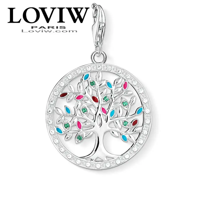 

Charm Pendant Colorful Tree thomas sabor Fashion Jewelry Trendy Romantic Pure 925 Sterling Silver Gift For Women Fit Bracelet