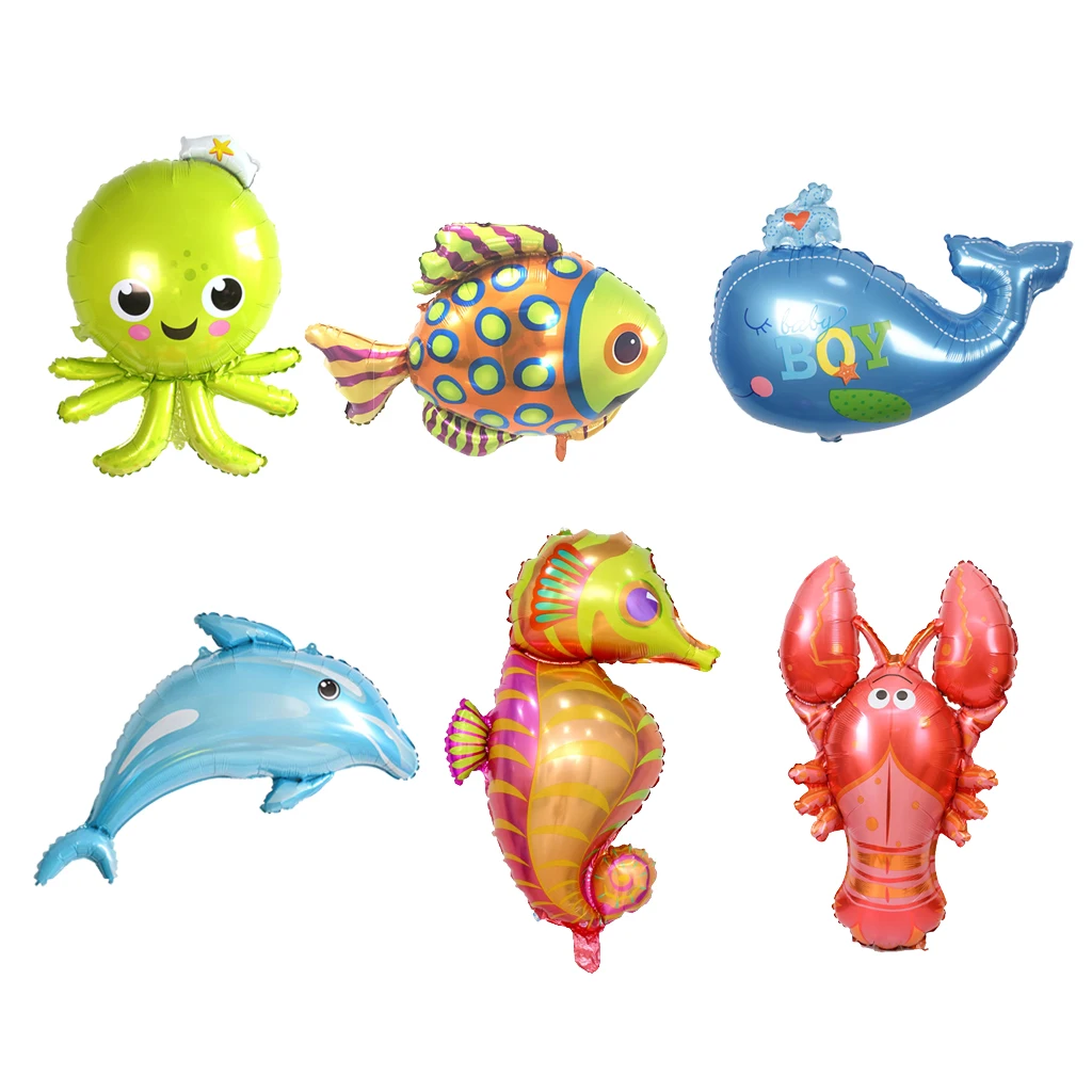 6pcs Cute Large Sea Animal Foil Helium Balloon Children Toy Photo Backdrop