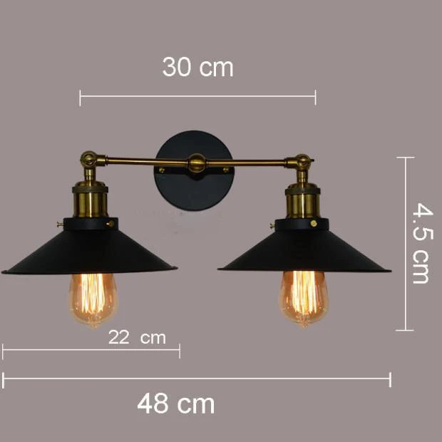 Ретро Американский промышленный балкон настенные бра Винтаж черная юбка металлический оттенок Спальня тумбы настенный светильник