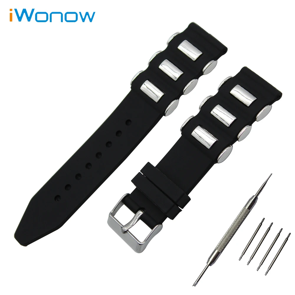 Silicone Rubber Watch Band 21mm 22mm 23mm 24mm 25mm 26mm Universal Watchband Stainless Pin