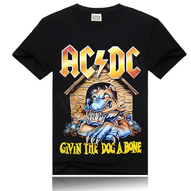 t shirt 2015 Casual acdc t shirts AC DC Dog Bone Sport Give The Dog A