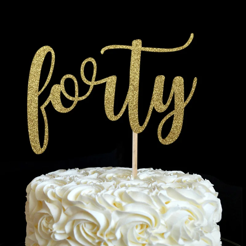 Золотой или серебряный блеск 40 торт Топпер 40th день рождения 30 юбилейные праздничные украшения товары для украшения торта - Цвет: Gold Glitter