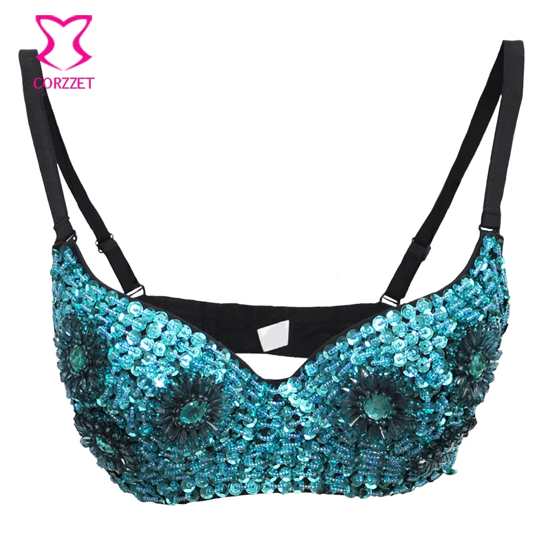 Blue sequin bralette Clearance