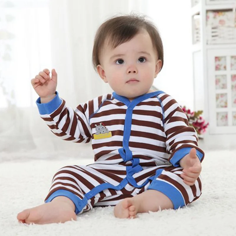 

Hippo Brown Stripes Baby Rompers for Boys Long Sleeve Toddler Romper Roupa Macacao Bebe Jumpsuit Kids Clothes Infant Clothing