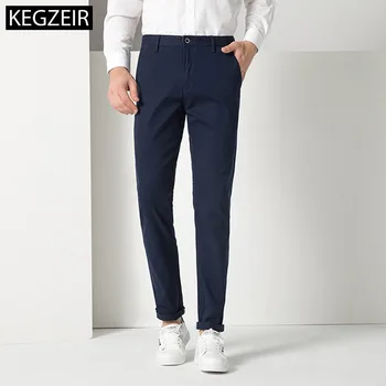 

KEGZEIR 2019 Spring Winter Slim Fit Pants For Men Zipper Fashion Men Trousers Casual Stretch Korean Pants Men Pantaloni Uomo