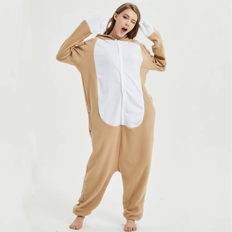 Loose Cartoon Character Sloth Onesies Adult Pajamas Polar Fleece Kigurumi For Halloween Onepiece Winter Jumpsuit Pijama Cosplay (4)